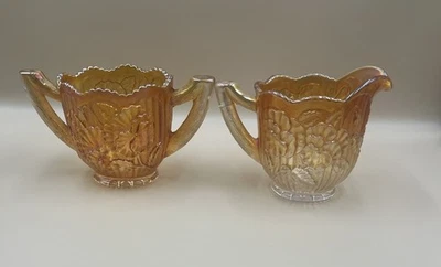 Imperial Carnaval Vidro Creme Açúcar Vintage Calêndula Pansy Conjunto de Férias - Imagem 1 de 4