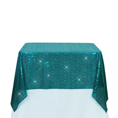 Mantel de lentejuelas verde azulado superpuesto 50 X 50 pulgadas para boda fiesta cumpleaños novia... Foto 1 de 4