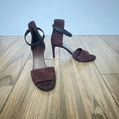Vince Womens Adley Sandal Suede Ankle Strap Heels Plum Burgundy Size 6M Italy - Image 1 of 4