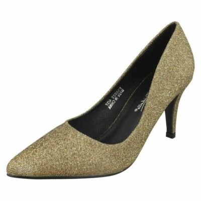 Mujer Rojo/Oro / Peltre Deslumbrante Tacón Anne Michelle Tribunal/Fiesta Shoes : - Imagen 1 de 4