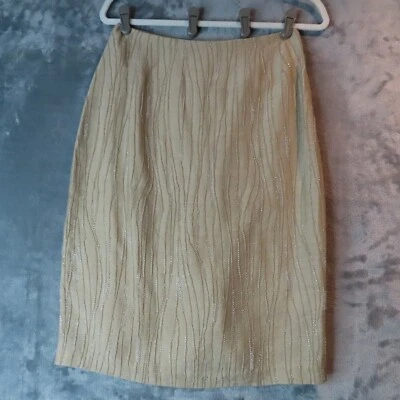 Falda para mujer ANNE KLEIN 10 beige con cuentas adornada lápiz mezcla de lino forrada cremallera Foto 1 de 4