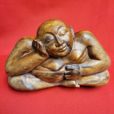 Antique Chinese Carved Boxwood Sleeping Buddha - Image 1 of 4