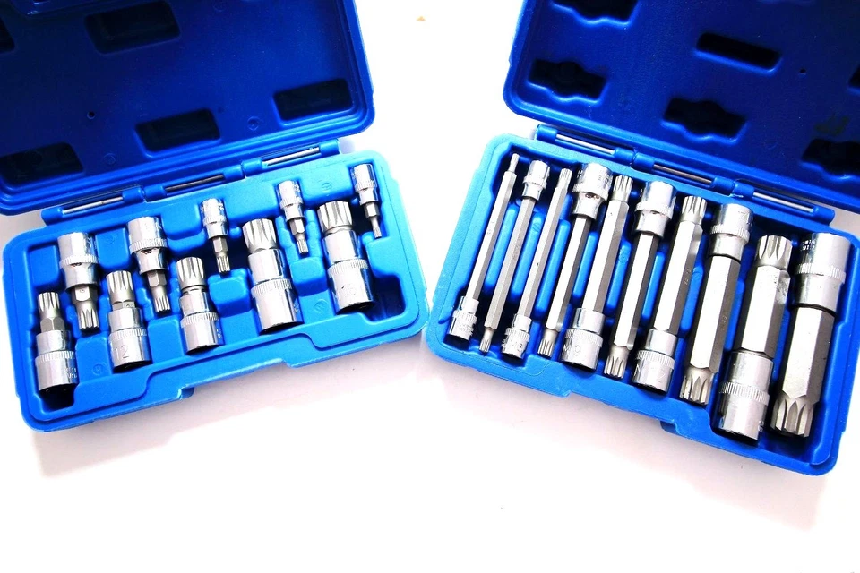 10pc Bit Socket Set XZN 12 Point Mm Triple Square Spline Tamper Proof Bits