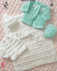 Premmie to 6months cardigans bonnet baby toddler knitting pattern copy 4 & 8 ply - Picture 1 of 3
