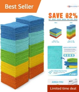 Microfiber Cleaning Cloths 100PK Lint Free Soft Absorbent Reusable Home Supplies - Picture 1 of 10