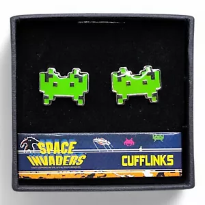 Vintage Atari Space Invaders Cufflinks Green Crab Invader - Picture 1 of 3