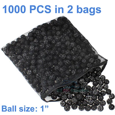AQUANEAT 1" Bio Balls 1000pcs 4 Gal Aquarium filter Media Pond Canister Filter Media