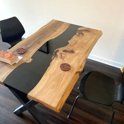Epoxy Resin Dining Table Top Acacia Wood Table Home Decor Live Edge Table - Image 1 of 4