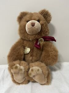 17" VINTAGE 1990 GUND BABY BROWN TEDDY BEAR STUFFED ANIMAL PLUSH TOY W BOW & TAG