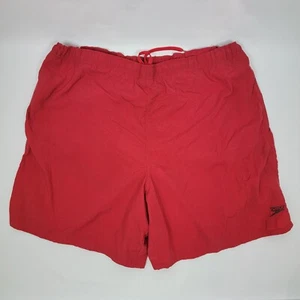 Vintage Red Drawstring Speedo Embroidered Logo Swim Trunks Adult Size XL - Picture 1 of 11