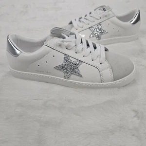 Vintage Havana Carla Silver Glitter Star White Sneakers Women's Size 8.5 - Picture 1 of 7