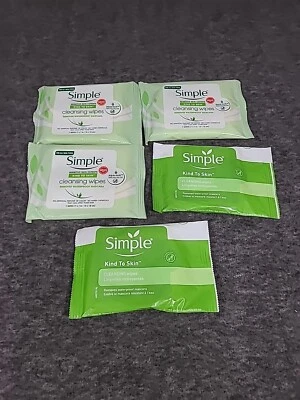 5 toallitas faciales limpiadoras simples para la piel desmaquillante cartera de viaje Foto 1 de 4