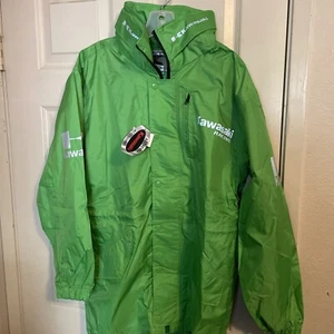 KAWASAKI RACING-RAIN COAT JACKET Small New With Tags, Kawi green Reflective Logo - Picture 1 of 11