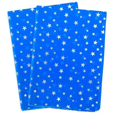 Blue with Silver Star Tissue Paper Bulk20" x 28"Star Tissue Paper for Gift Ba... - Image 1 of 4