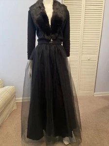 Vtg Elegant Alex Evenings Women’s Black Full Length Skirt Tulle Layers Sz 10 - Picture 1 of 15