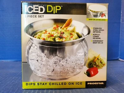 PRODYNE ICED DIP Stainless Steel and Acrylic Dip Cup 3-PIECE SET 22 Oz *NEW* - Image 1 of 4