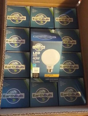 EarthBulb - 12 Pack - LED G25 40W Soft White 5 Watts Vanity Non-Dimmable Bulb - Image 1 of 4