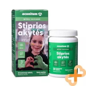 ACONITUM Stiprios Akytės 30 Chewable Tablets Vision Support Eye Health for Kids - Picture 1 of 24