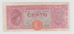 ITALIA REPUBBLICA 100 LIRE 1944 LUOGOTENENZA CIRCOLATA #BANC - Imagen 1 de 2