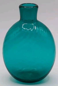 Vtg Pairpoint MFA Glass Spiral Ribbed Pattern Teal Green Bottle Vase Pontil Rare - Picture 1 of 4