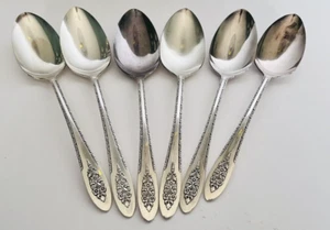 Set of 6 Wm A Rogers A1 Plus Lady Stuart By Oneida Silver 1949 Serving Spoons - Picture 1 of 8