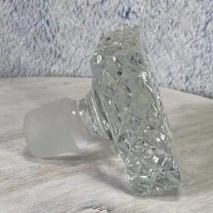 Vintage Crystal Clear Glass Stopper Top Lid 2.5" Square Chipped See Pics - Picture 1 of 8