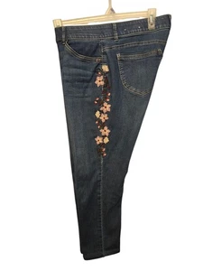 Westbound Ladies Jeans Straight Leg Floral Embroidered Down Sides 14S - Picture 1 of 4