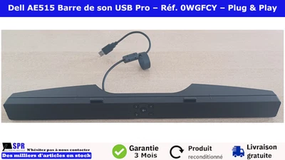 Dell AE515 Barre de son - Soundbar Stéréo USB Plug & Play + Micro - Réf. 0WGFCY - Immagine 1 di 4