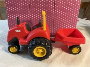 VTG. LITTLE TIKES TODDLER CHUNKY RED FARM TRACTOR & TRAILER/HAULER SET, PUSH TOY - Picture 1 of 10