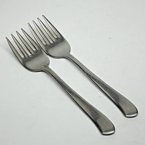 WALLACE SILVER "SAYBROOK" Stainless 2 SALAD FORKS 6" - MCM SATIN - Picture 1 of 2