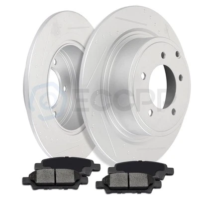 Rear Discs Brake Rotors Ceramic Pads For Jeep Compass Patriot 2011-2017 Slotted Foto 1 de 4