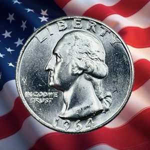 1964 United States Washington Silver Quarter - BU - Combined Ship - Picture 1 of 2