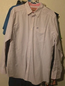 Ariat Langarmhemd Herren L rosa blau kariert Button Down - Bild 1 von 5