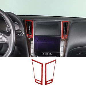 Marco decorativo de ventilación lateral central de fibra de carbono rojo para Infiniti Q50 2015-22 - Imagen 1 de 12