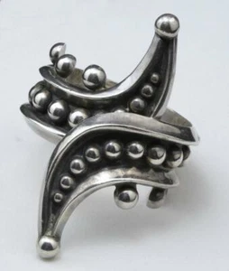 Vintage Taxco Sterling Silver Clamp Cuff Bracelet Swirl Design Mexico Signed CAR - Picture 1 of 5