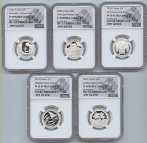 2020-S National Park ATB Quarter Silver Proof Set of 5 NGC PF69 Ultra Cameo - Picture 1 of 2