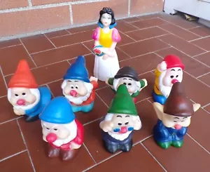 8 pupazzi in gomma BIANCANEVE E I SETTE NANI Walt Disney - Vintage 15 cm - Foto 1 di 2