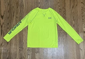 Under Armour Thermal Long Sleeve Loose Neon Yellow Shirt Youth Large YLG - Picture 1 of 7