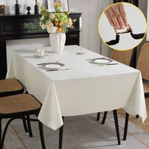 SASTYBALE Vinyl Tablecloth with Flannel Backing Waterproof Oil-Proof Plastic ... - Picture 1 of 7