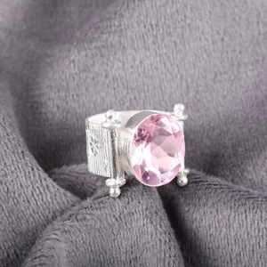 Morganite Gemstone 925 Sterling Silver Ring Handmade Jewelry Ring For Gift - Picture 1 of 3