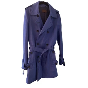 Reiss Womens Double-Breasted Trench Coat S Blue Cotton Blend - Picture 1 of 5