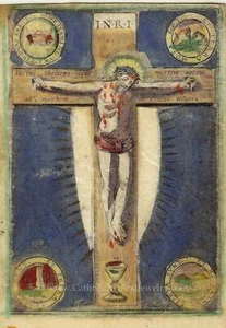 Crucifixion – from a 1700s Holy Card – Catholic Art Print – Archival Quality - Picture 1 of 27