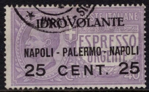 ITALIA 1917 AIR 25c ON 40c VIOLETA, SG 103, USADO FINO, CAT. 60€ - Imagen 1 de 2