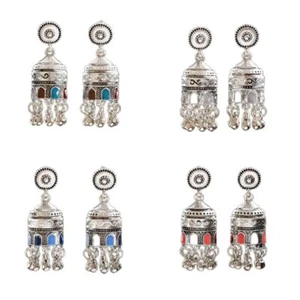 Nuevos pendientes colgantes de oro Jhumka indio paquistaní de Bollywood boho joyería - Imagen 1 de 7