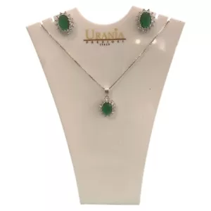Collana + Orecchini Principessa in argento 925% Smeraldo e brillanti - Foto 1 di 2