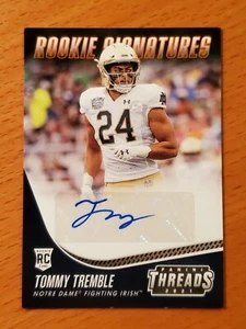 2021 Chronicles Draft Threads Rookie Auto Orange Tommy Trebble Notre Dame - Picture 1 of 2