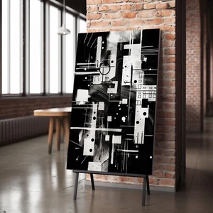 Black & White Abstract Wall Art, Minimalist Home Decor, Canvas and Poster I30 - Picture 1 of 3