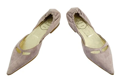 New ROGER VIVIER Dusty Rose D'Orsay Suede Pointed Ballet Flats 7 ITALY - Image 1 of 4