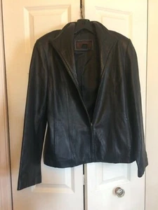 Siena Women’s M Bl Leather Jacket Pit-pit 20” Sleeves 18” Shoulder-16” Length 24 - Picture 1 of 6