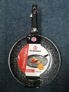 Non-Stick Ceramic Marble Coated Frying Pan  Black, Compatible with Gas, Electric - Picture 1 of 7